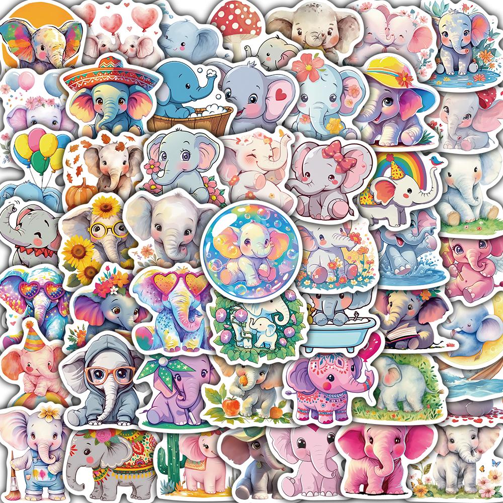 

50PCS Elephant Animals Sticker Notebook Home Decorative Waterproof Landscape Bicycle Guitar Creative Graffiti Stickers