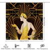 Vintage Art Deco Shower Curtain Luxury Golden Flapper Girl Print Bath Mat Cover Decorative Fabric Home Decoration Waterproof Was