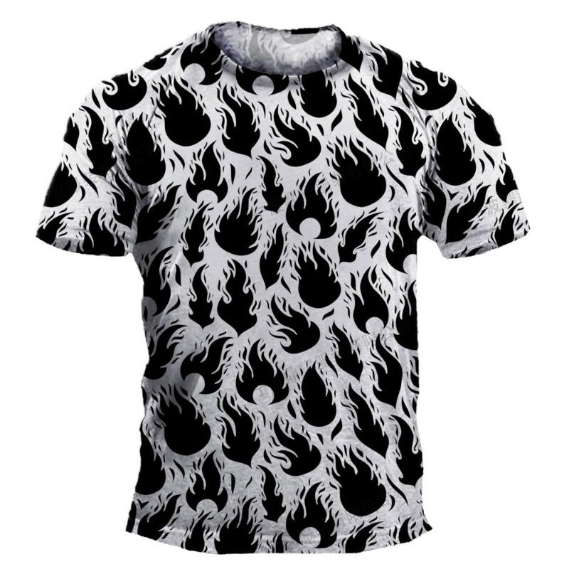 Heren T-shirts Cool Vlam Grafisch Top Esthetische Kleding Dames Streetwear Man Korte Mouw Harajuku Herenkleding Casual T-shirt