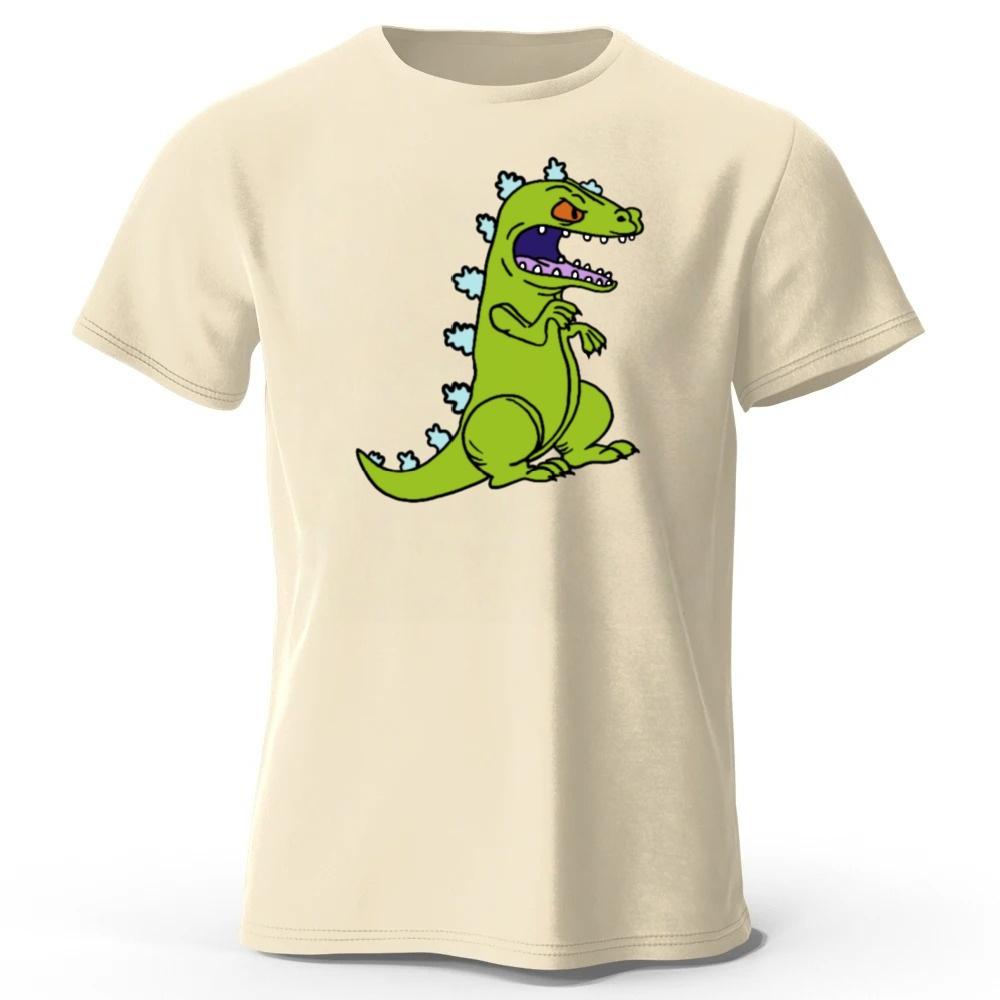 New Angry Dinosaur Pure Cotton Tshirt for Men Loose Large Breathable Sports Short Sleeved Summer Womens Trendy Street Style