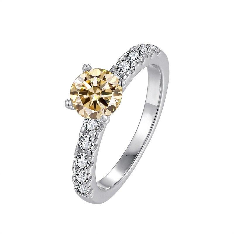 

Bague Ringen 1,0 карат 6,5 мм, кругле срібне кільце з муасаніту 925, діамантове випробування пройшло. Модні кігті. Жінка-дівчина. Подарунок. Вишукані ювелірні вироби. 9 жовтий