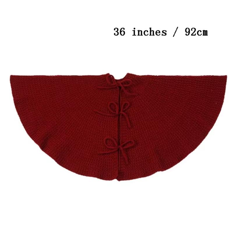 Christmas Tree Skirt Knitted Circular Christmas Tree Skirt Decoration 92cm BowTree Skirt Christmas Day Decoration Supplies
