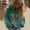 Damenmode Lässig Blumenmuster Druck Langarm Kapuzenpullover & Sweatshirts