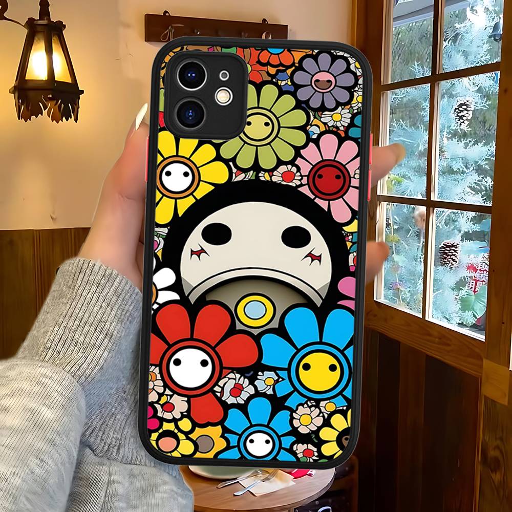 T-Takashi Blume M-Murakami Handyhülle Für IPhone 16 15 14 13 12 11 Pro Max XS Max X Plus Matt Stoßfeste Hülle
