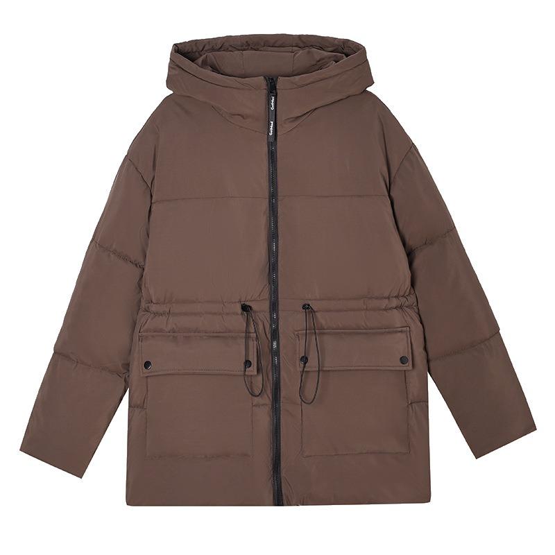 New down cotton clothes, warm in winter, medium and long waist drawstring cotton-padded jacket
