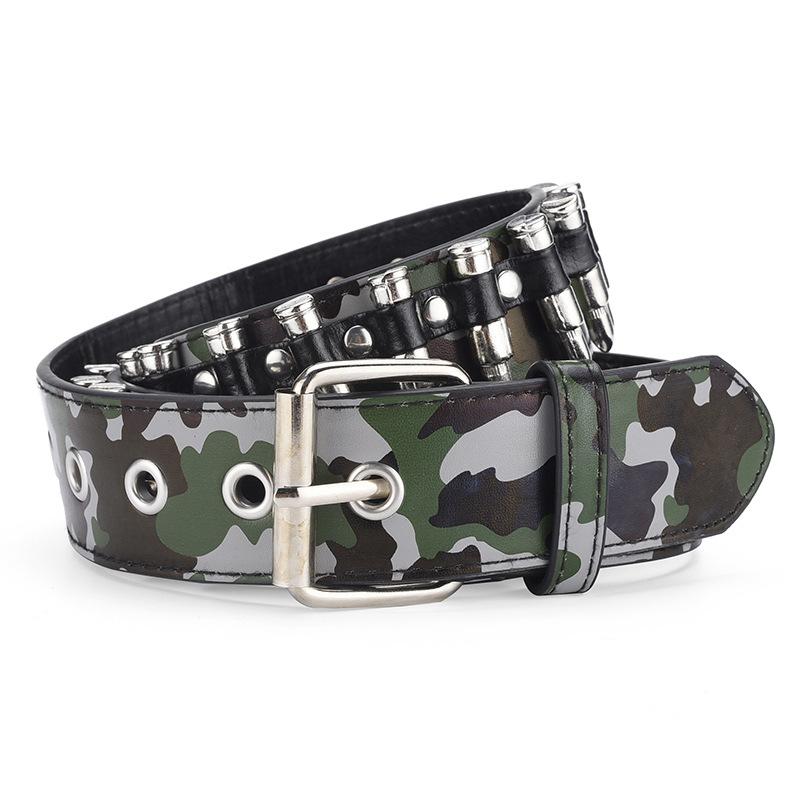 Rivet Belt Men'S Bullet Belt Punk Rock Style Camouflage Pants Belt Men'S And Women'S Personality Belt