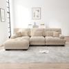 Luksusowa modułowa sofa narożna - Przestronna L-kształtna sofa-chmurka do salonu, Głęboka sofa rozkładana z pufą, Sztruks, Welur Jasny Brąz