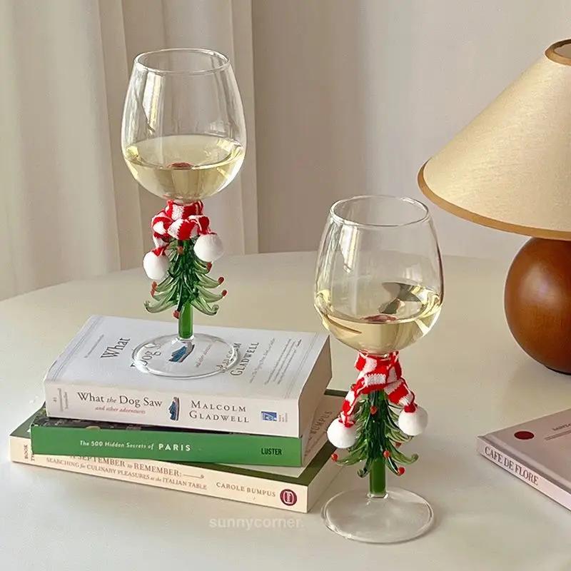 Creative Christmas Tree Red Wine Glasses Ins High Beauty Glass Wine Goblet Whiskey Wine Cups 3D Animal Coffee Mug Festival Gift