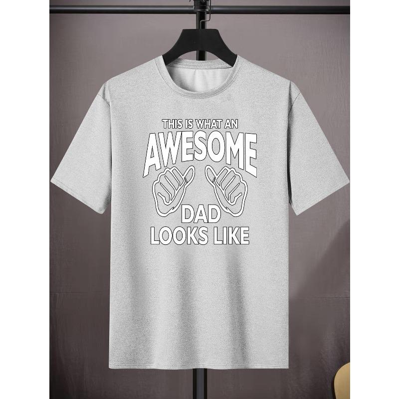 

European sizes [Awesome Dad Graphic Tee] Graphic Print Men s Creative Top - Casual Short Sleeve Crew Neck T-shirt - Summer Outdoor Men s Clothing 4XL білий