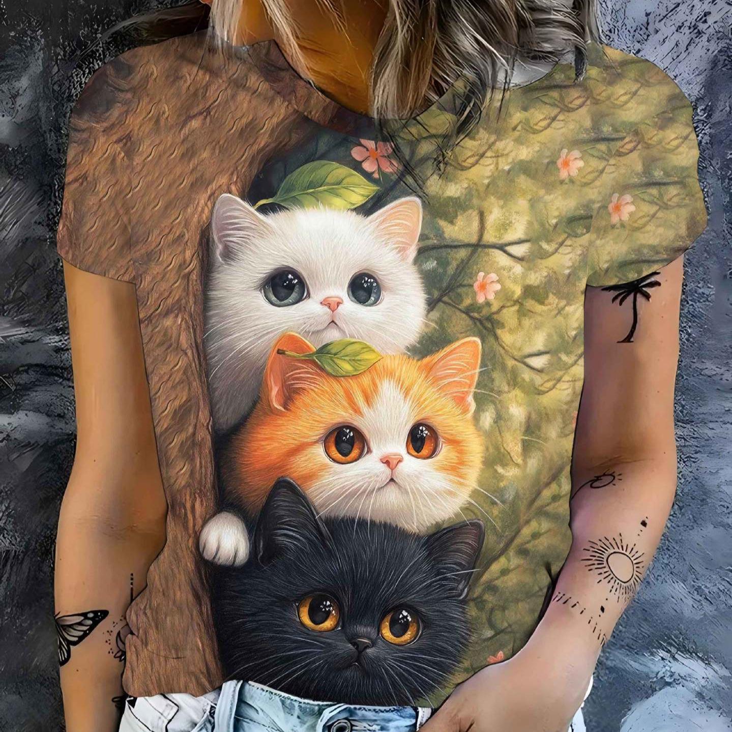 3D digital printing women s T-shirt 3D pattern S