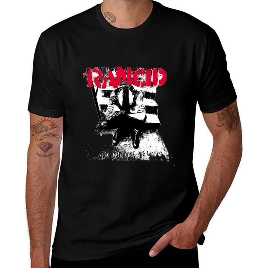 Comfortable season Hokiis Heren T-shirt Rancid Korte Mouw Tee Katoen Nieuwigheid T-shirt Onderhemden(1) M zwart