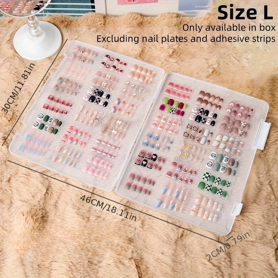 1pcWearable Nail Storage Box Transparent Dustproof Portable Nail Display Box Earrings Jewelry Cosmetics Photo Letter Storage Box