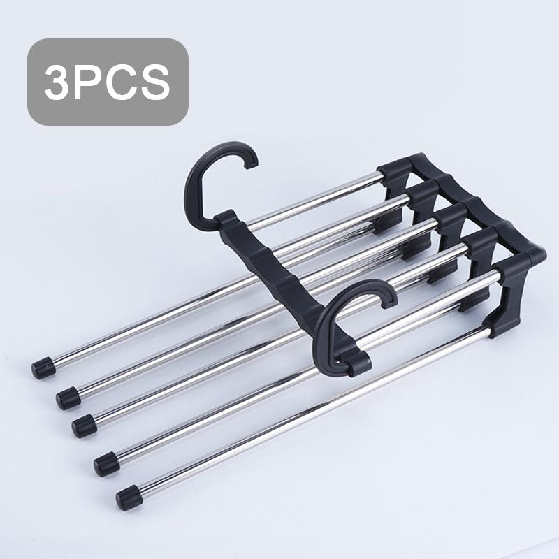 5 In 1 Folding Magic Pants Hangers Stainless Steel Space Saving Multi-layer Pants Rack Folding Wardrobe Storage Organization