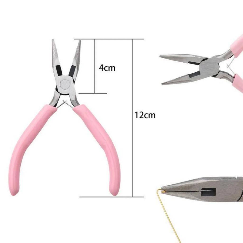 Cute Pink Color Handle Anti-slip Splicing and Fixing Jewelry Pliers Tools & Equipment Kit for DIY Jewelery Making Needlework