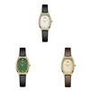 Womens Retro Oval Quartz Watch With Leather Strap For Elegant Dress