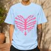 2026 New Cotton Tshirt Punk Style Rib Heart Skeleton Personalized Print Top Casual Short Sleeve
