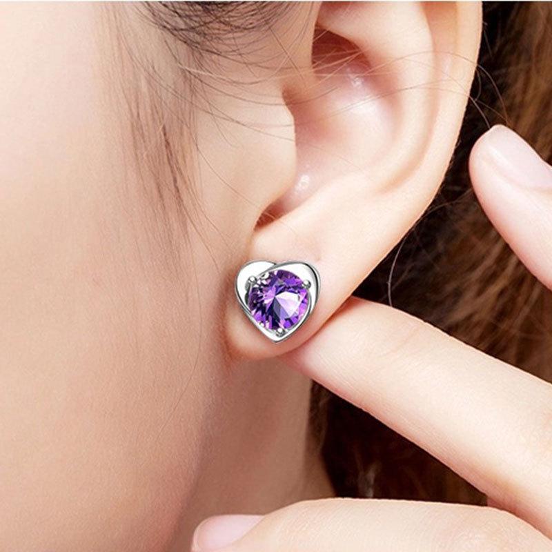 Korean Style Silver-Plated Heart-Shaped Earrings for Girls - Cute and Fashionable