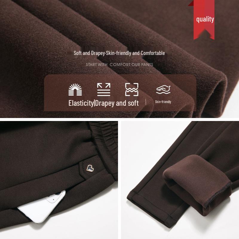 Fleece-Lined High Waist Loose Fit Women's Harem Pants for Middle-Aged and Elderly