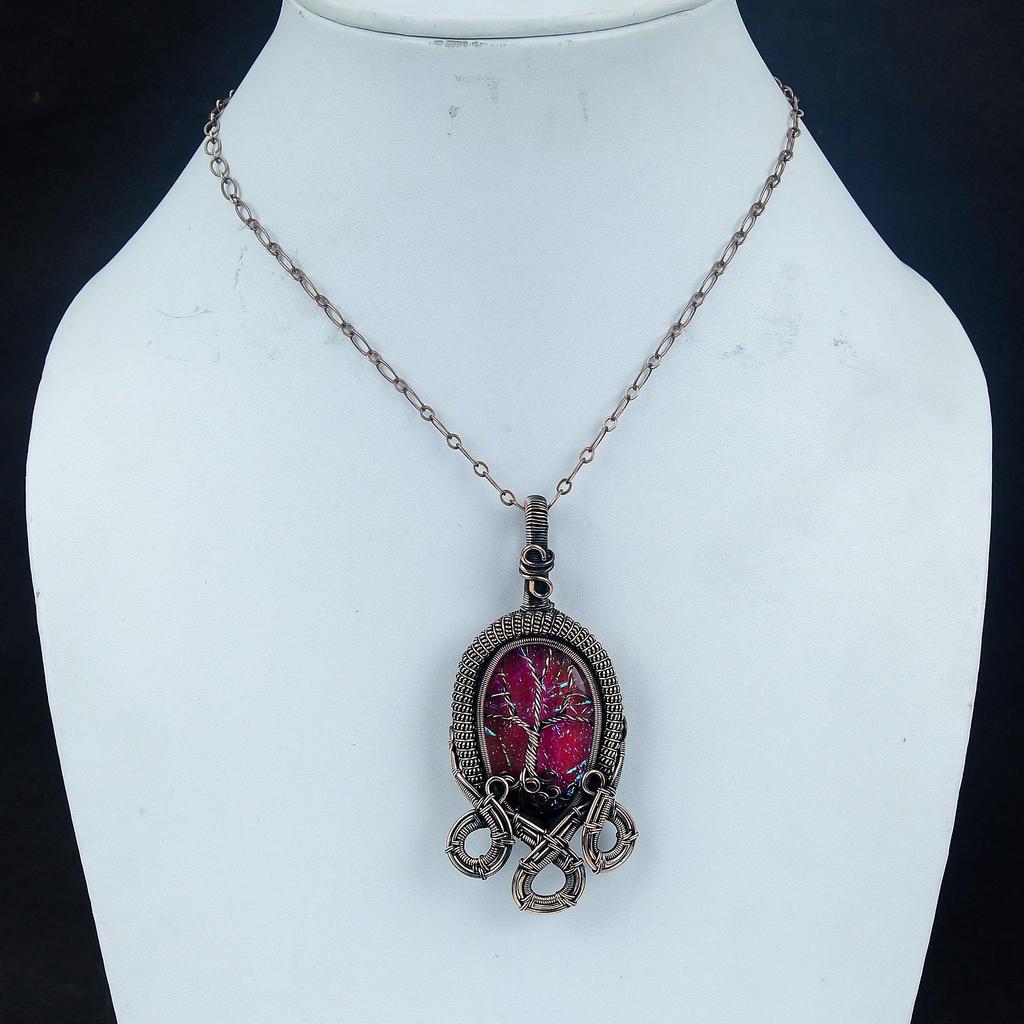 Tree Of Life Australian Triplet Opal 999 Copper Wire Wrapped Pendant, Handmade Gemstone Jewelry Pendant Gift For Birthday