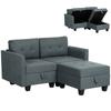 'L' Shape Modular Storage Sofa - Dark Grey