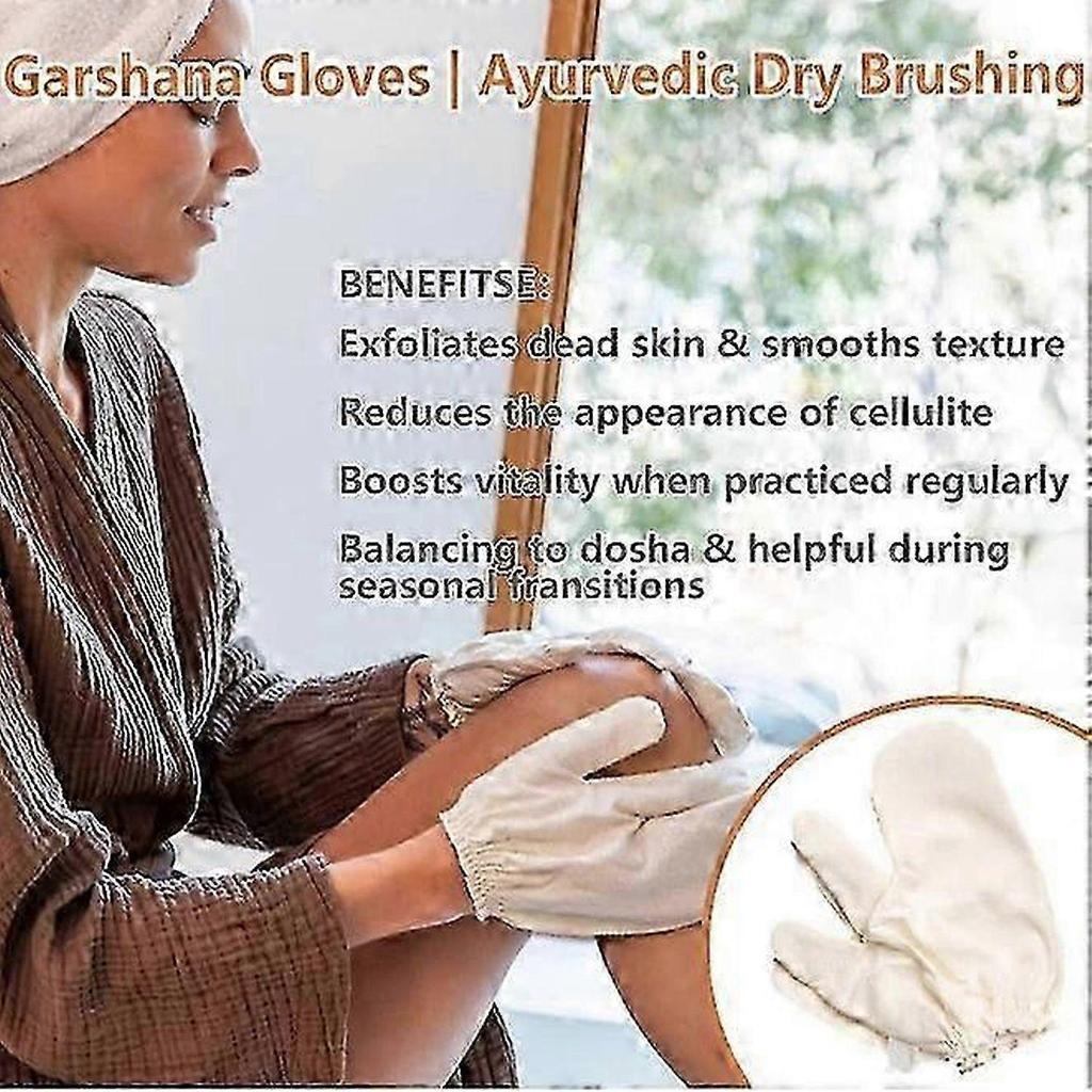 2025 Garshana Gloves Raw Silk Ayurvedic Massage Gloves for Dry Brushing & Exfoliation