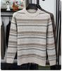 [15% Yak Fleece] Autumn and Winter Retro Round Neck Jacquard Men's Woolen Sweater for Warmth and Contrast Color Inner Coat