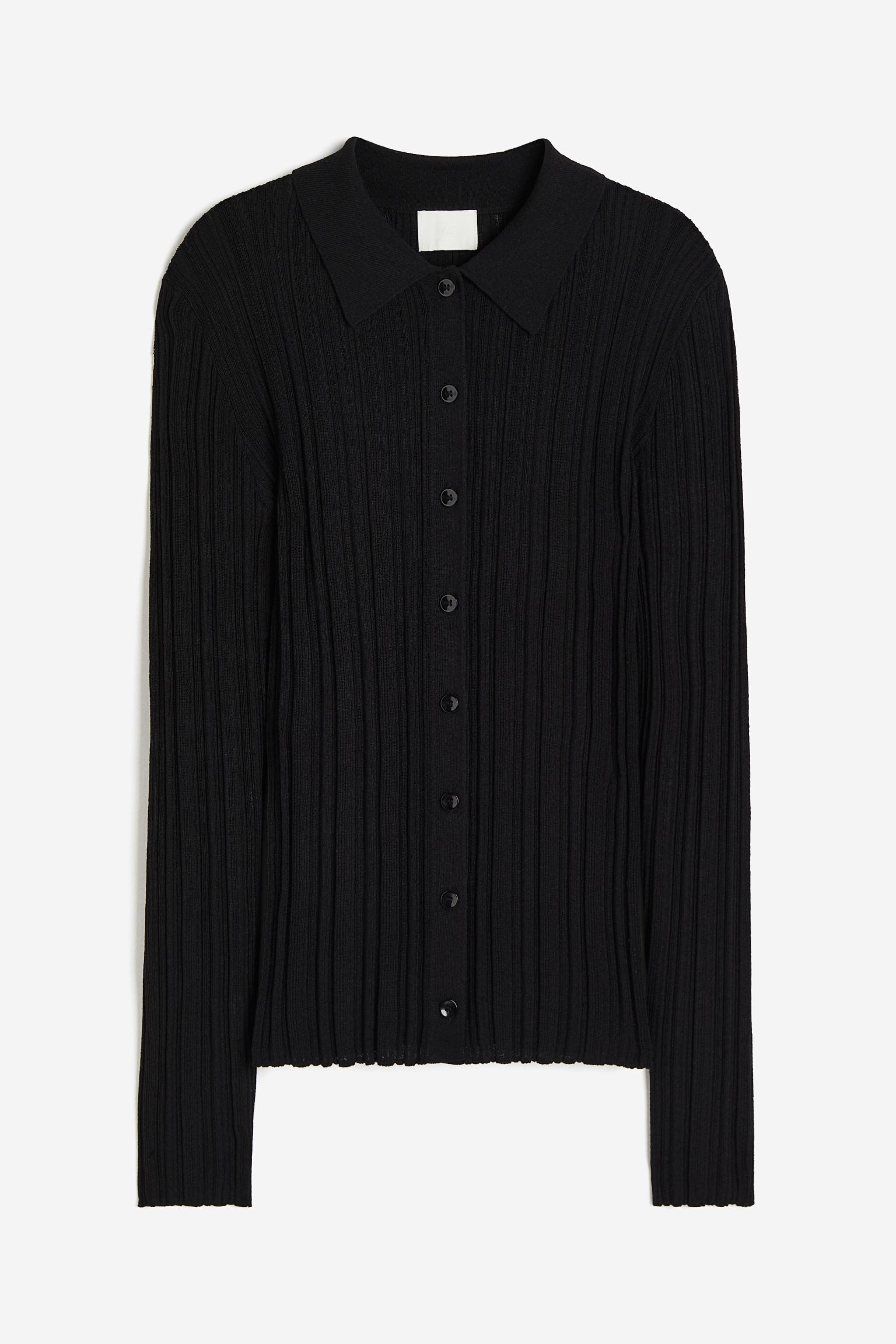 

Collared rib-knit cardigan