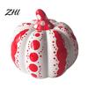 Kitchen Table Autumn Display Ceramic Pumpkin Sculpture, Modern Polka Dot Figurine, Farmhouse Room Decor Tabletop Decoration for Fall, Halloween,