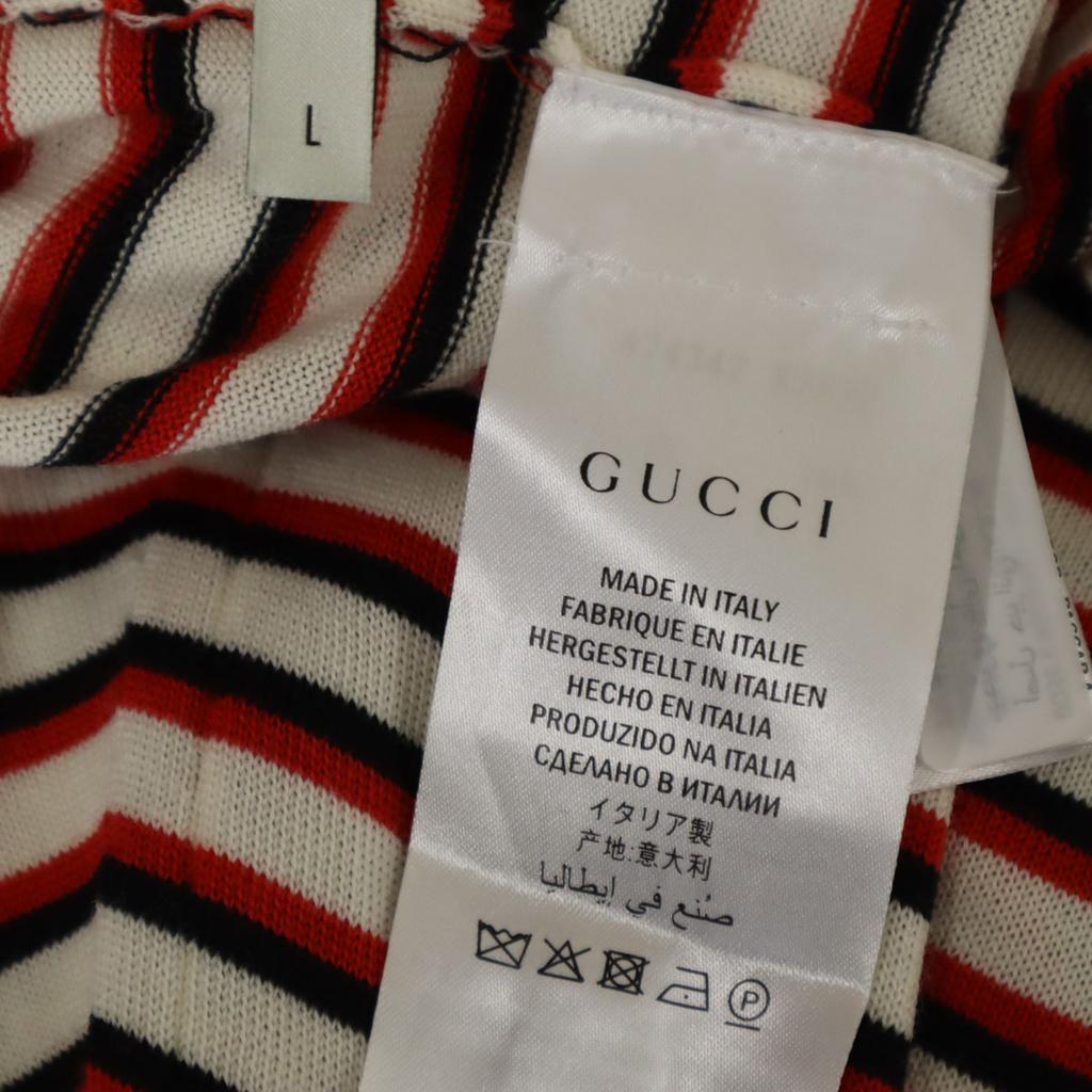 GUCCI made in Italy Border Pattern Long sleeve V neck cardigan L Red Men's Used