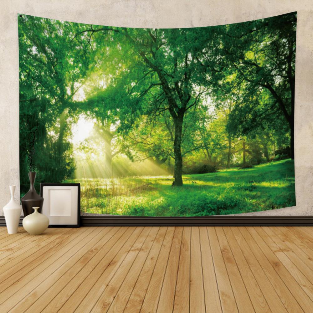 Natural Landscape Tapestry Tropical Forest Wall Hanging Hippie Bedroom Living Room University Dormitory Home Decoration Tapestry