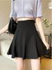 Women's Plus Size Black Puffy High Waist A-Line Pleated Skirt for Spring & Autumn