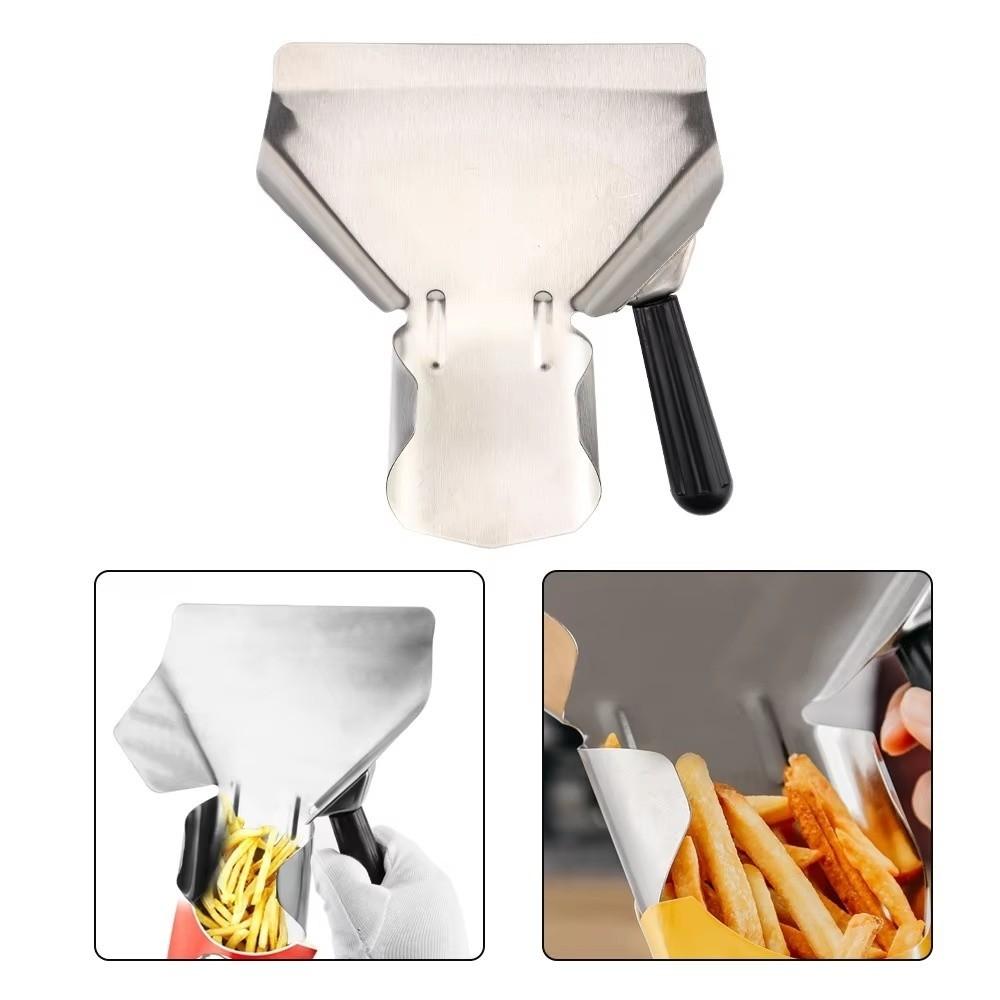 Edelstahl Verpackungsschaufel Einzel-/Doppelgriff Pommes Schaufel Lader Küchengerät