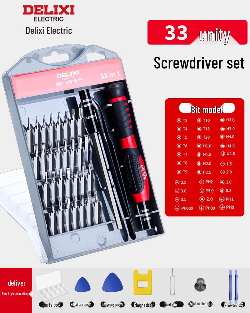 Delixi Electric Multifunktionales Schraubendreher-Set für Elektronik und Staubentfernung