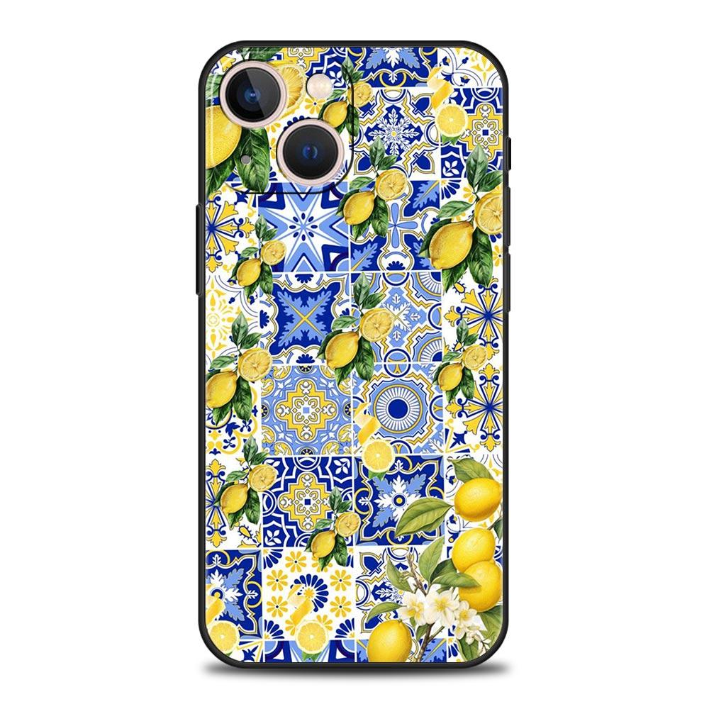 

Phone Case For iPhone 17 16e 15 14 13 12 11 Pro Max SE 7 8 Plus Shell iPhone 16 Soft TPU Cover Summer Fruits Lemon Print iPhone 15 Plus