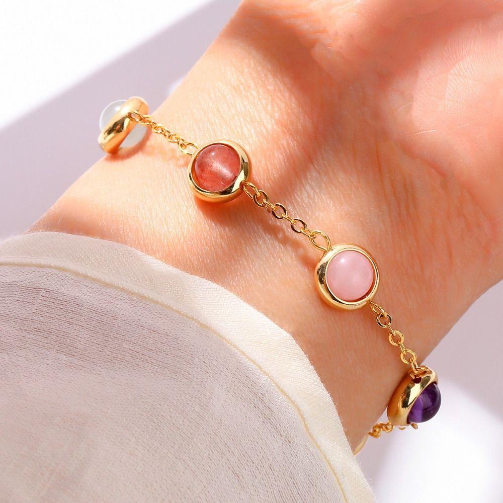 Jewelry Colorful Crystal Lucky Bracelet Rainbow Candy Beads Bangle  Friends Birthday Gift
