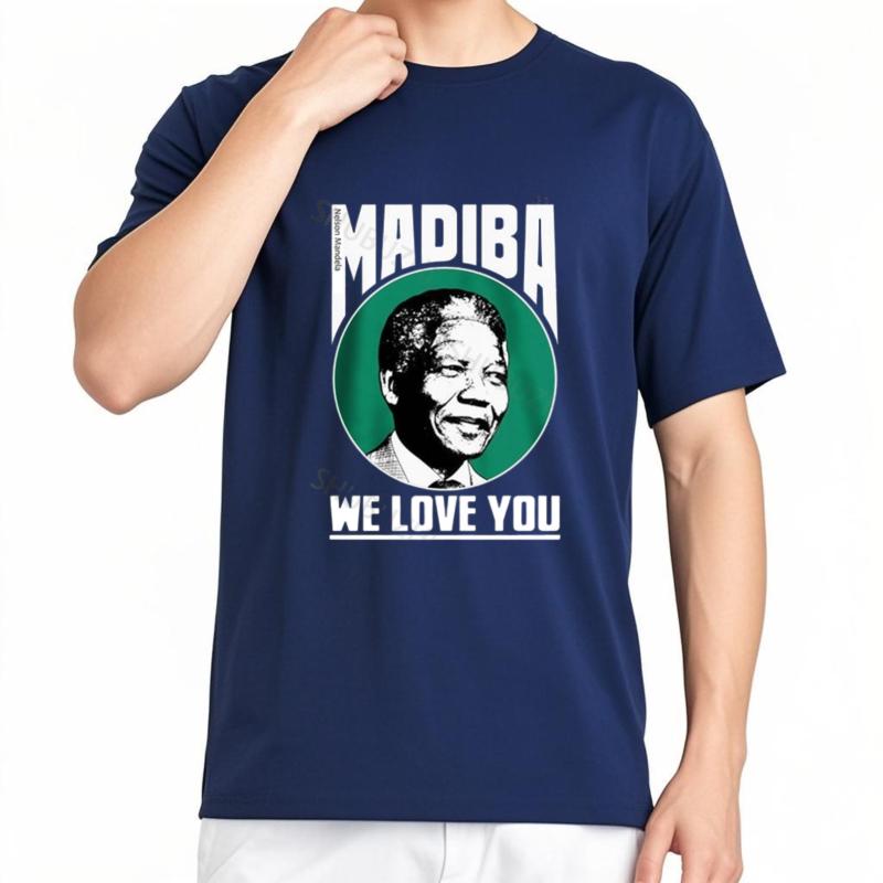 Pánské luxusní bavlněné tričko NELSON MANDELA Pocta pánské tričko Pánské letní volné topy Pro něj Větší velikosti Tričko Trendy tričko