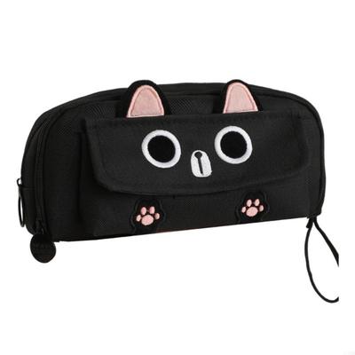 Cute Kitten Pen Bag Multifunctional Gift Pencil Case Large Capacity Stationery Organizer for Students