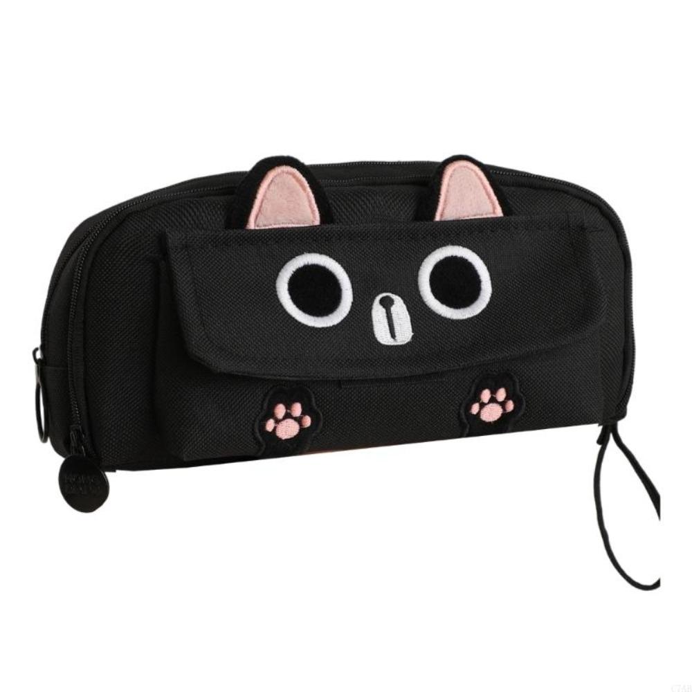 Cute Kitten Pen Bag Multifunctional Gift Pencil Case Large Capacity Stationery Organizer for Students