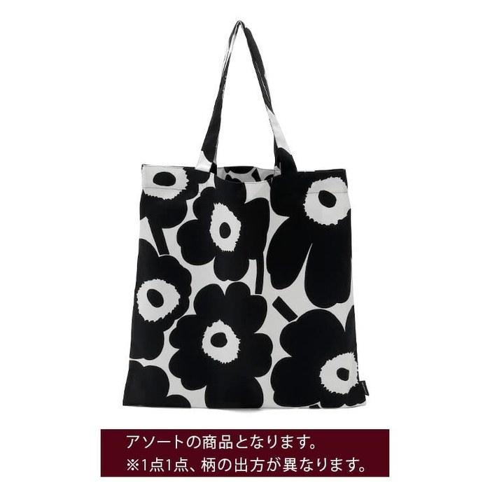 Marimekko Tote Bag Women's A4 Fabric Bag Pieni Unikko Black x White 067572 190 (43x42cm)
