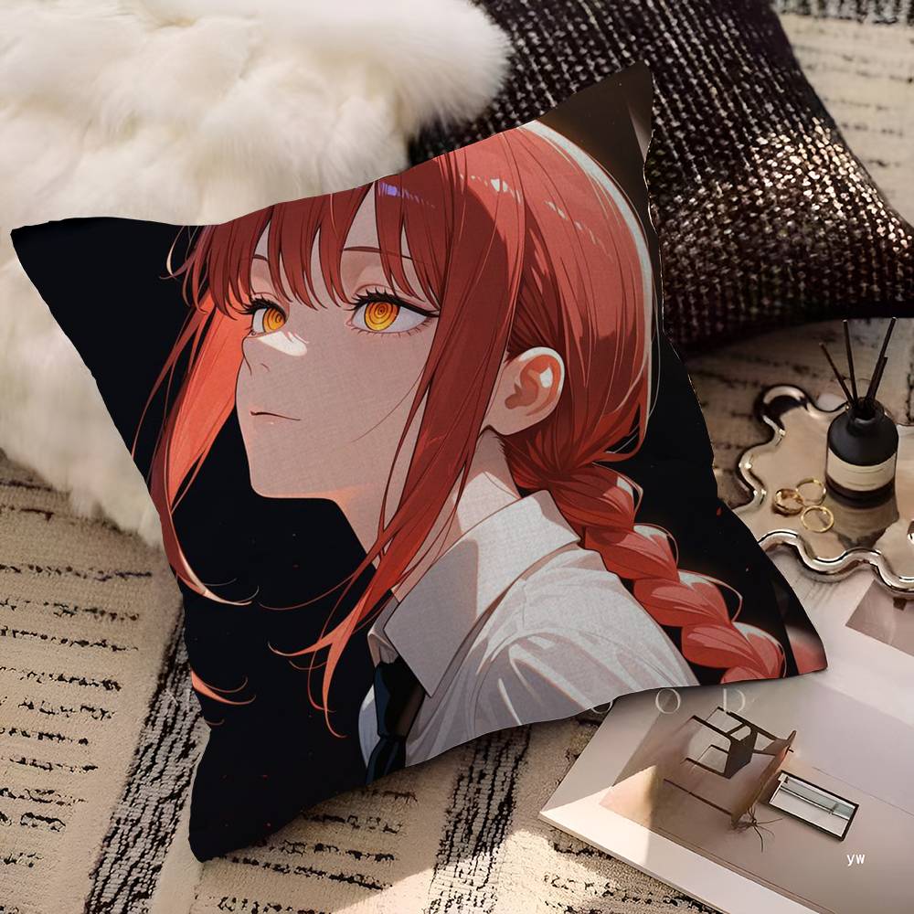 Anime M-Makima Chainsaw Man Cushion Cover Inches Farmhouse Decor Home Throw Pillow Covers for Couch Decorations