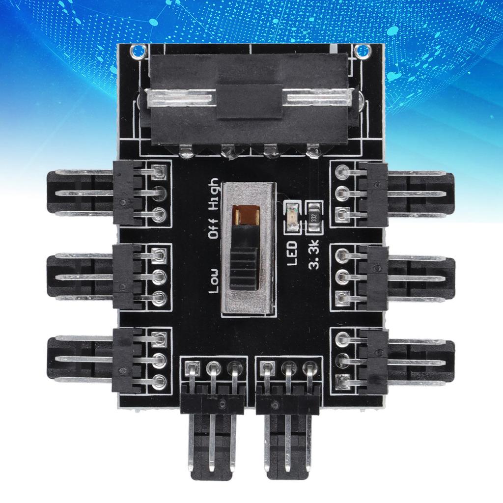 Computer Fan Hub Splitter 8‑Way Speed Controller 3 Pin Extension Cable Big 4 Pin Interface