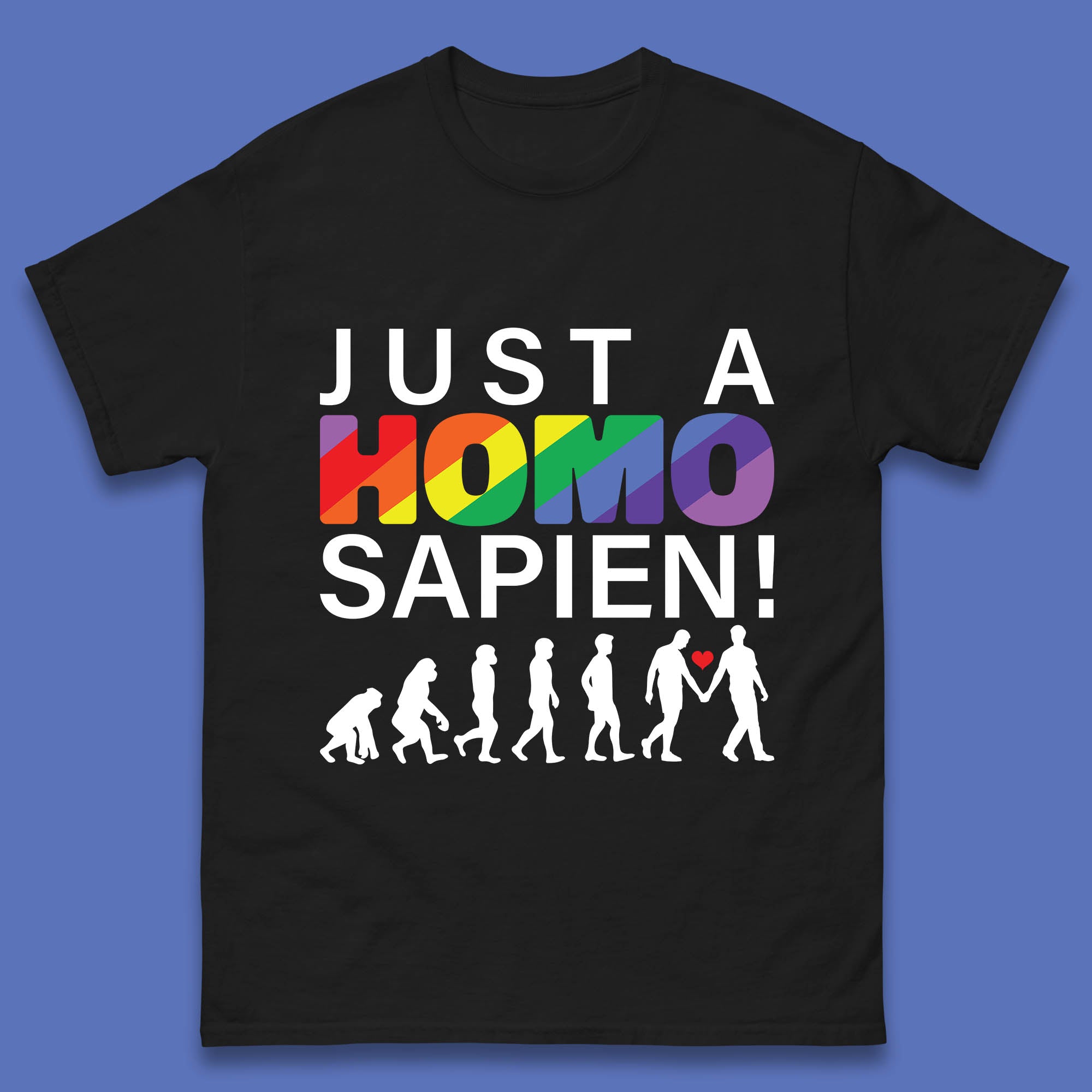 

Just A Homo Sapien To Homo Erectus Evolution To Homo LGBTQ Funny Gay Pride Mens Tee Top 4XL