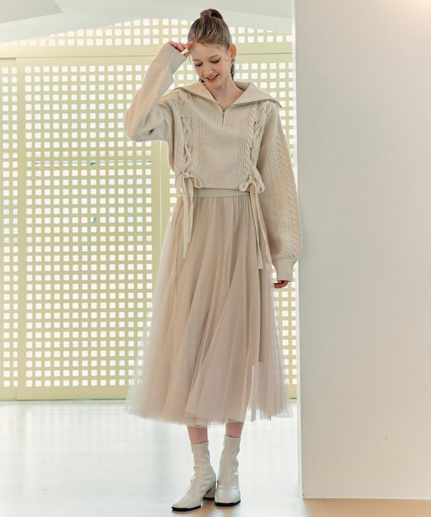 ZEROSTREET [5 Colors] Long Flare Tulle Skirt