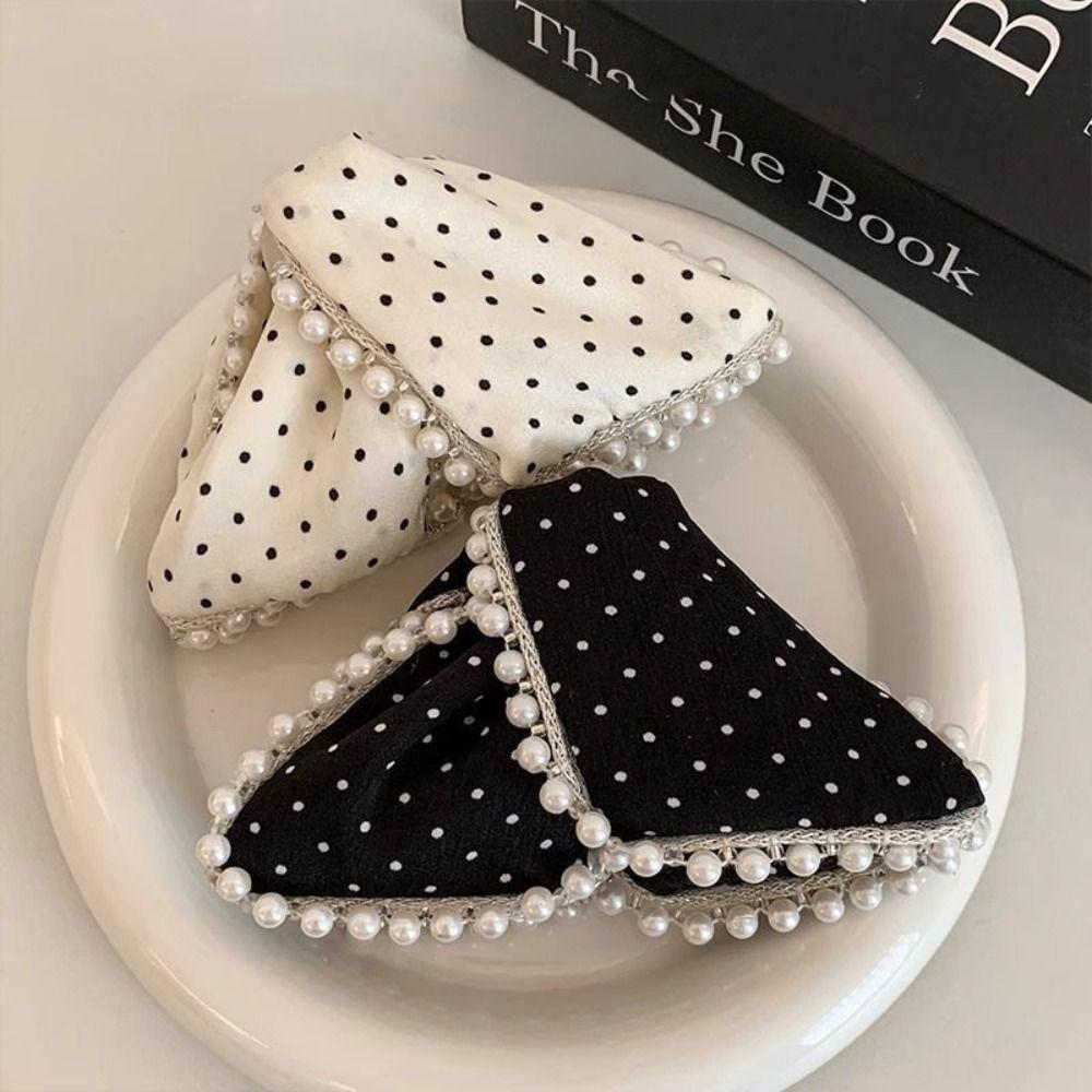 Polka Dot Bow Hair Clip Cute Large Shark Clip Cloth Triangle Hair Claw Hair Accessories