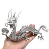 Copper Silver Dragon Holding a Crystal Ball, Feng Shui Good Luck Ornament, Goods, Item