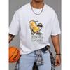 Garlic Bread T Shirt White Skeleton Holding Garlic Bread Graphic and Text Casual Wear for Men and Women