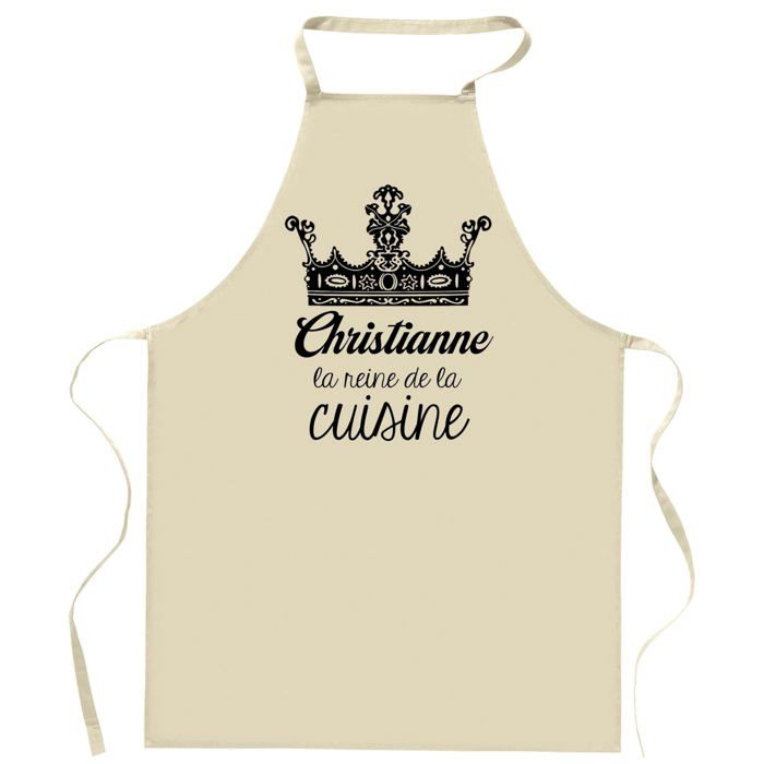 Tablier de cuisine - Planetee Christianne 'Reine de la Cuisine' - Coton résistant - Impression bretonne - Liens ajustables