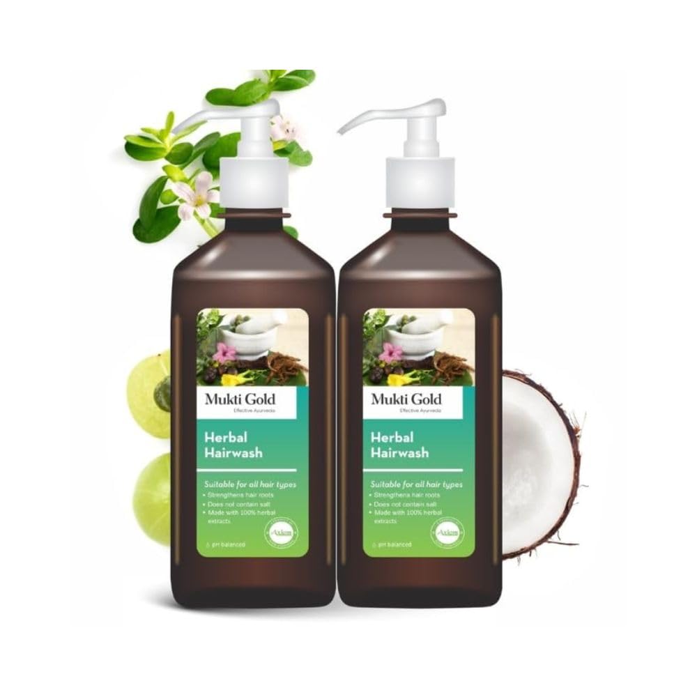 

Axiom Herbal Shampoo (Dispenser) - 400mL (Pack of 2) | For All Hair Types | Infused with the Blend of Amla, Aloevera and Other 15 Herbs | Sulphat