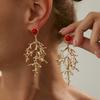 KunJoe Retro Coral Pendant Earrings for Women Creative Geometric Tree Drop Earrings Jewelry Gifts Ear Accessories