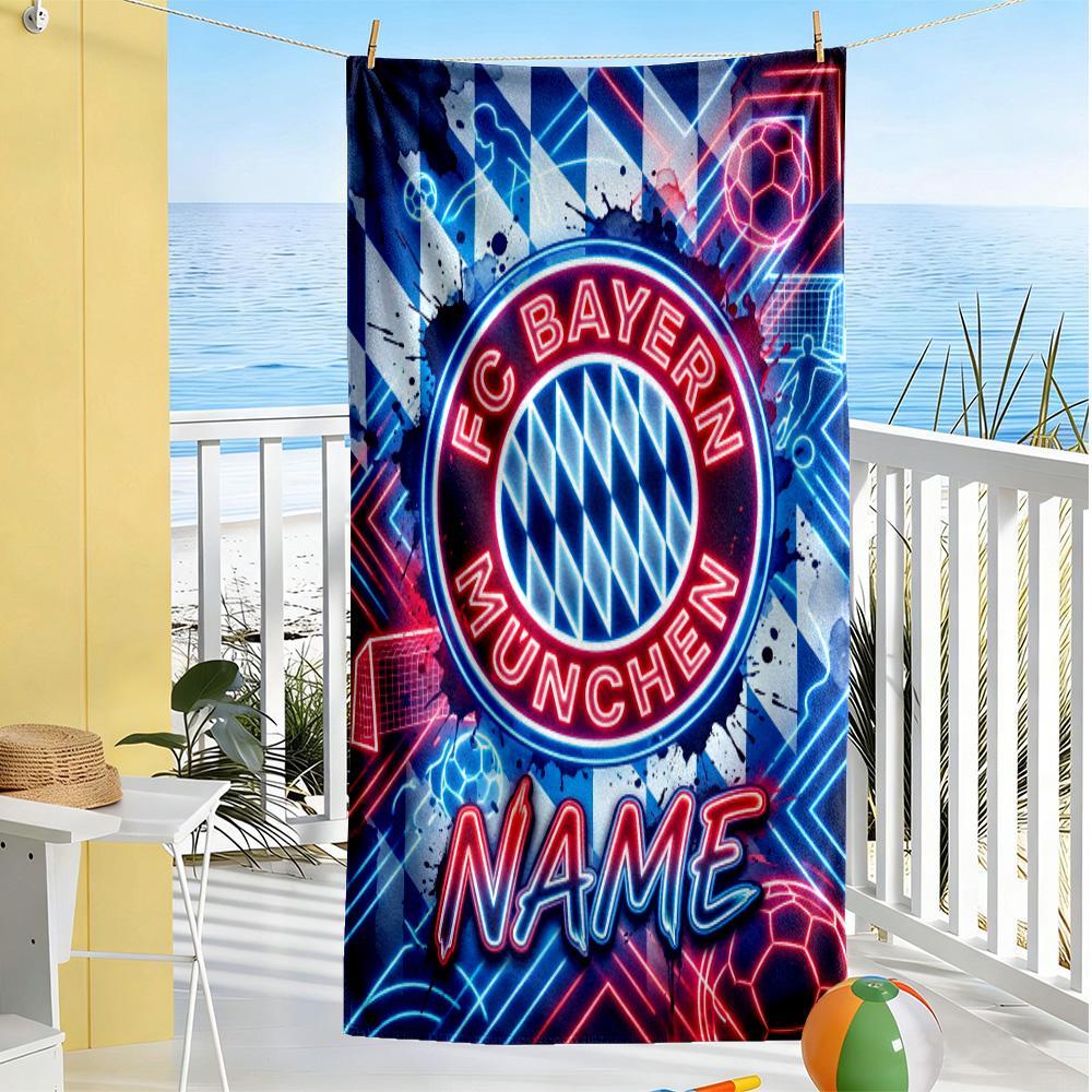 Fc Bayern Munich Jersey Personalized Name Beach Towel Soft Durable Quick-Dry Portable for SwimmingBeachCamping Travel Beach AccessoriesGym